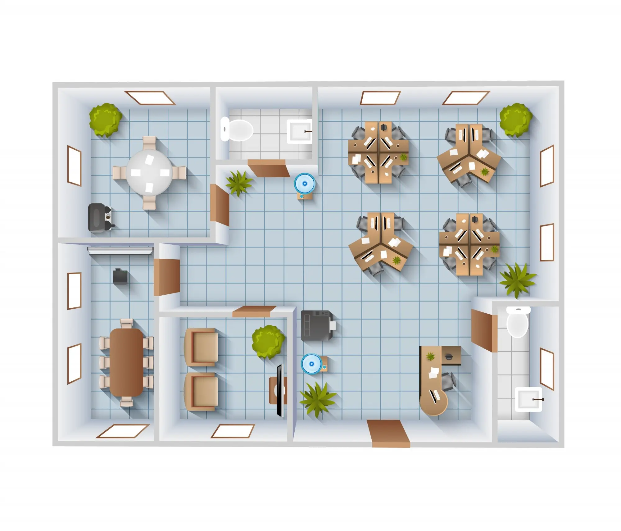 Office Desk Layout Planning