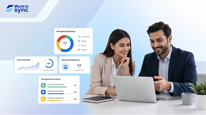 workplace leaders looking at workplace data to improve employee experience